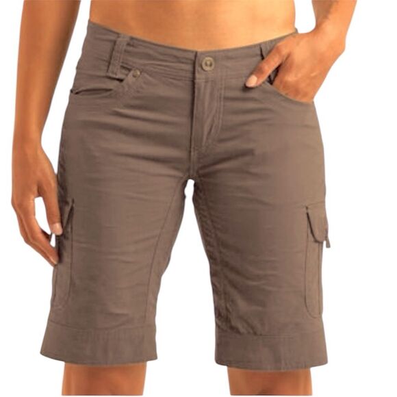 EUC Kuhl Free Range Long Shorts 11” inseam UPF 50 Cargo Pockets Brown Tan Size 2 - Picture 1 of 13